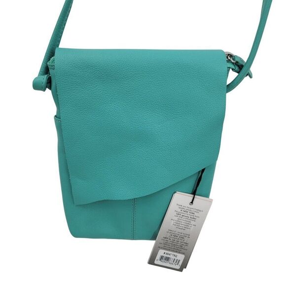 ILI New York Leather Crossbody Bag 6647 TRQ Adjustable Strap Mini Sac Mint Blue - Picture 13 of 13